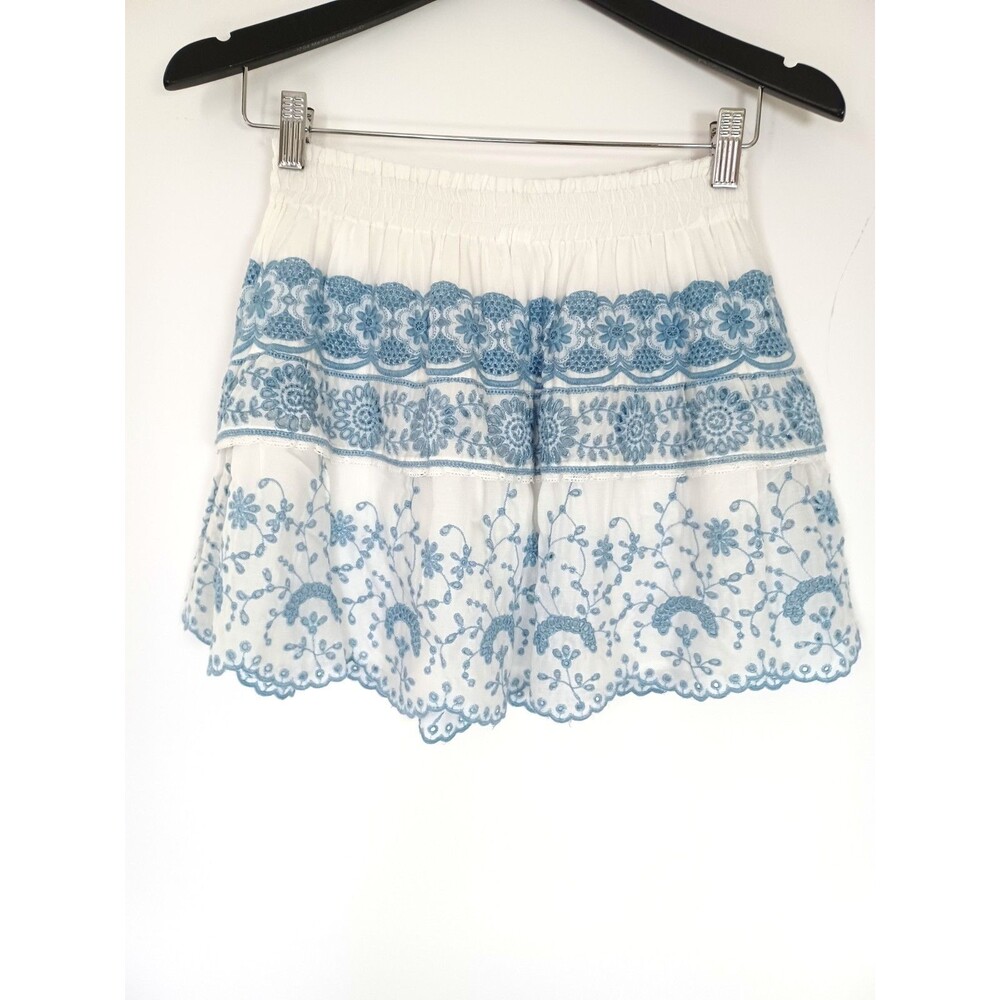 Love Shack Fancy Skirt Ruffle Embroidered Size P 00 Boho Festival‎ Cottagecore